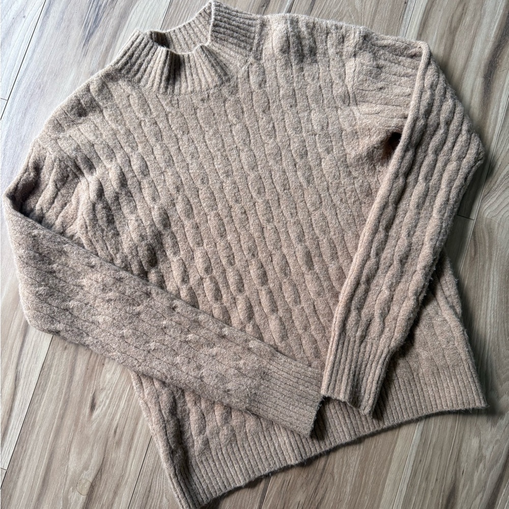 J. Crew Factory Cable Knit Sweater in Tan